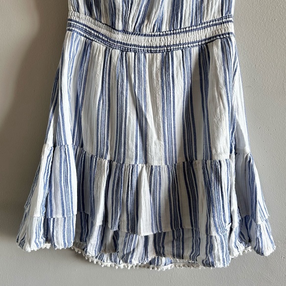 LoveShackFancy Elizabeth Striped Off-the-Shoulder Dress | Blue & White | Large - Picture 13 of 15